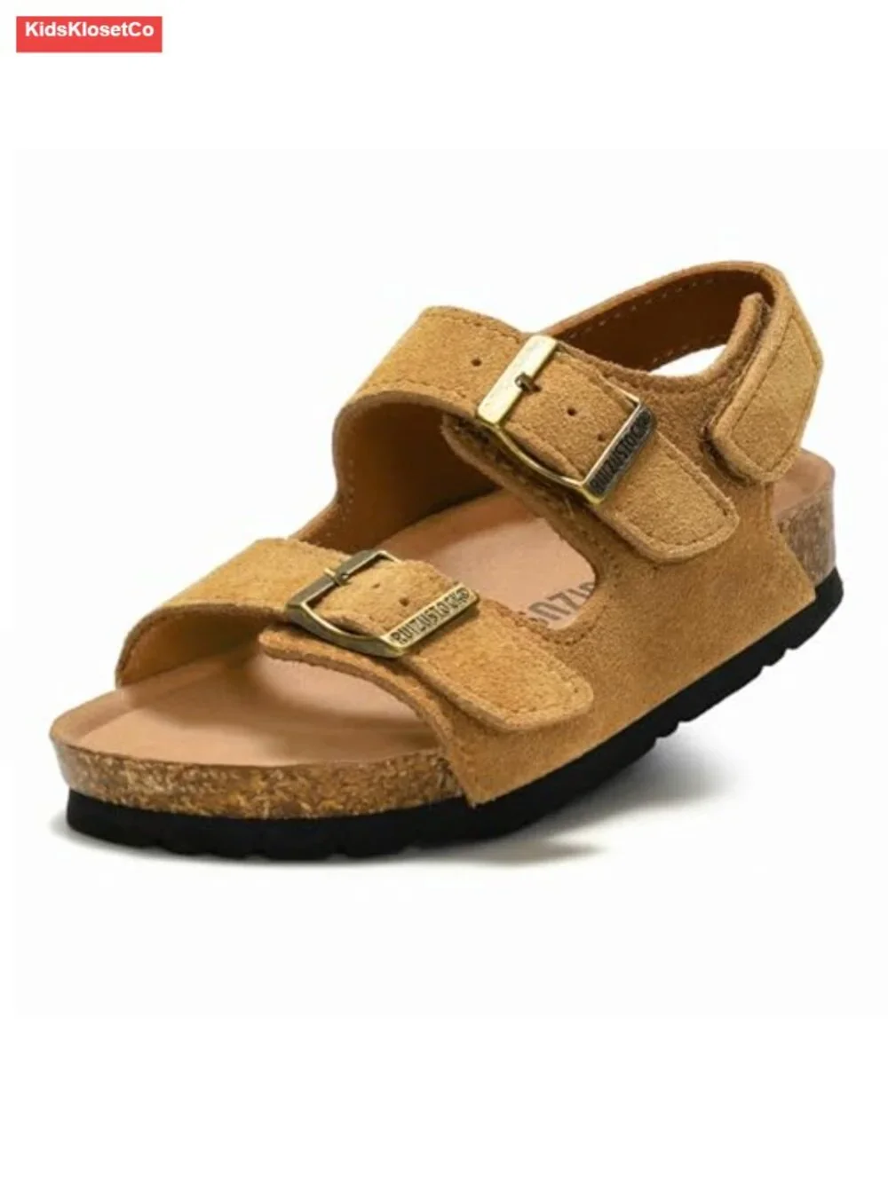 Suede Toddler Sandals with Cork Insole and Adjustable Buckle Back Strap Non-Slip